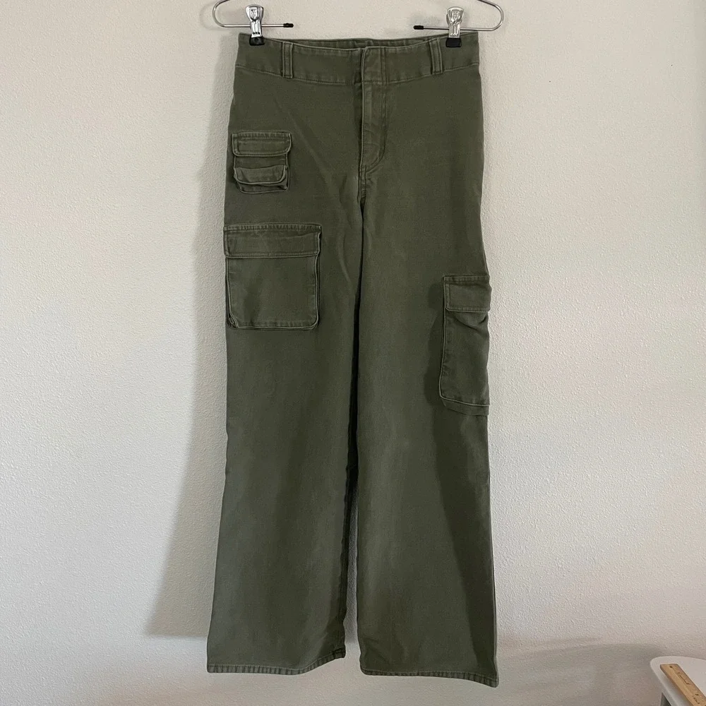 TNA Aritzia Picture Cargo Pant Olive Green High Rise Wide Leg Indie Y2K Size 0 - Picture 5 of 16